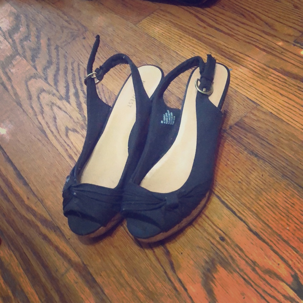 Size 6 cork wedge peep toe shoes